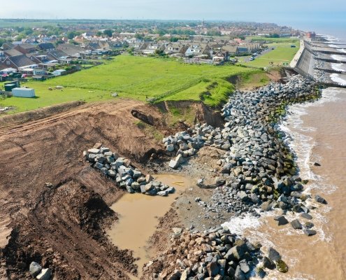 Installing rock armour at Withernsea