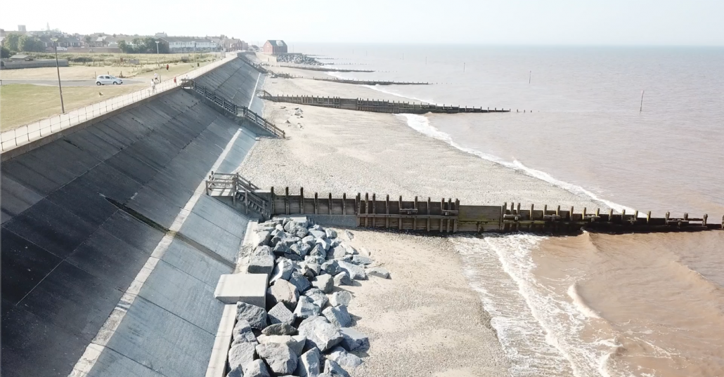 Sea wall and groynes at Withernsea