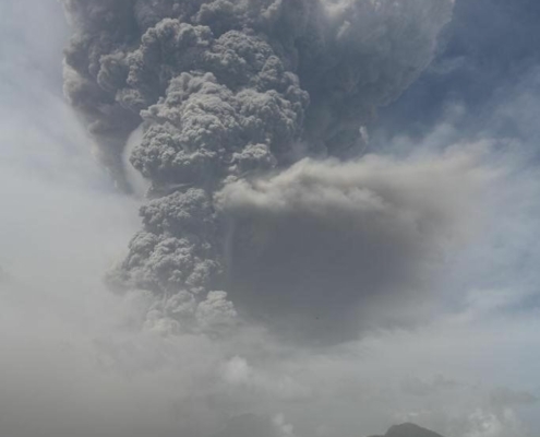 The eruption of La Soufriere volcano Photograph: UWI Seismic Research Centre
