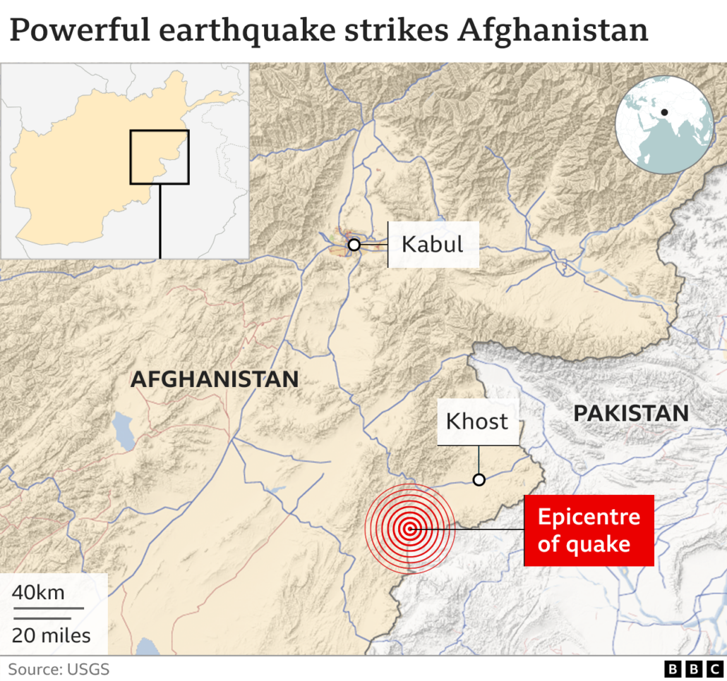 Afghanistan earthquake map