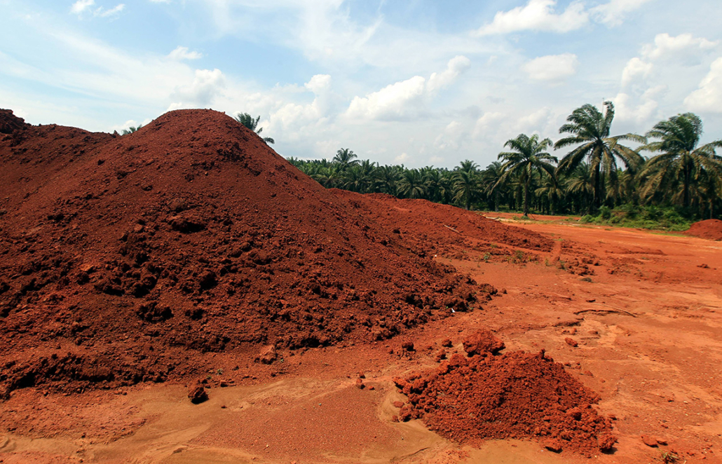 Bauxite at a mining site in Bukit Goh