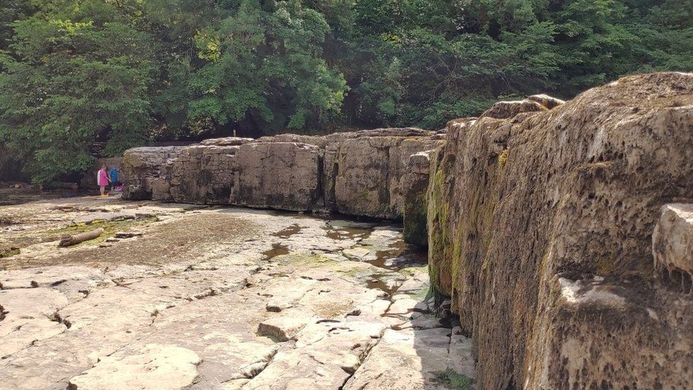 Aysgarth Falls during the July 2022 heatwave