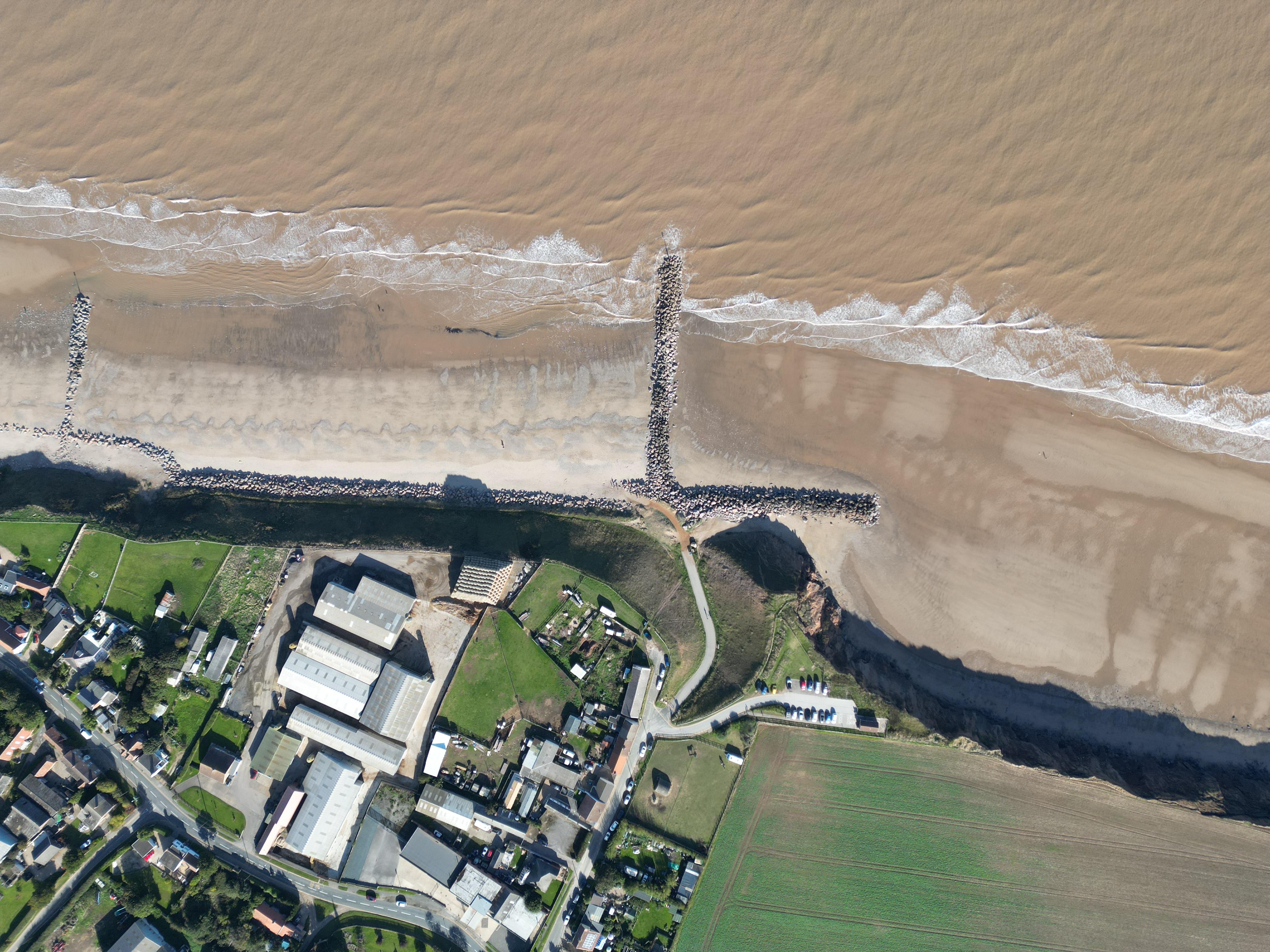 Aerial photograph of Mappleton coastal defences