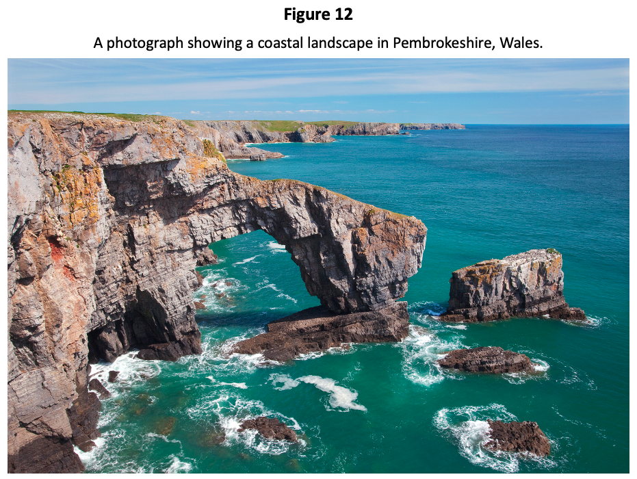 Figure 12 A photograph showing a coastal landscape in Pembrokeshire, Wales. 