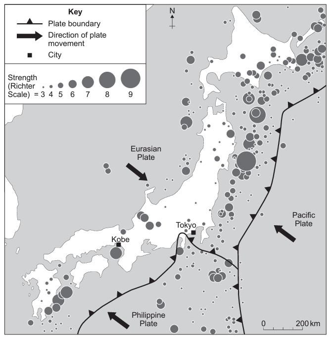 Figure 4 A map showing Japan's tectonic setting