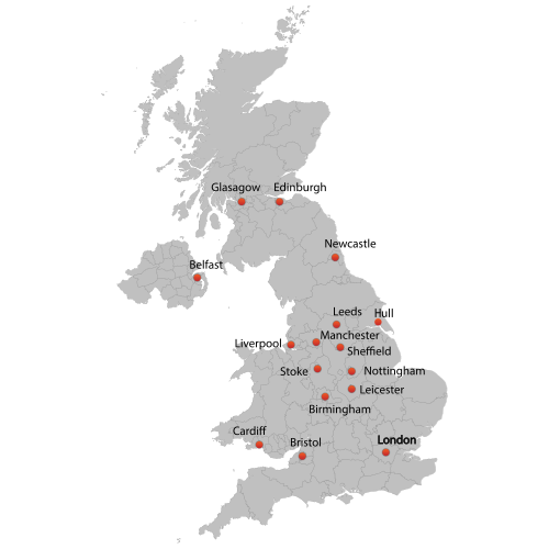 Major UK Cities Map