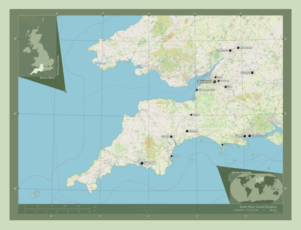 A map to show the location of Bristol