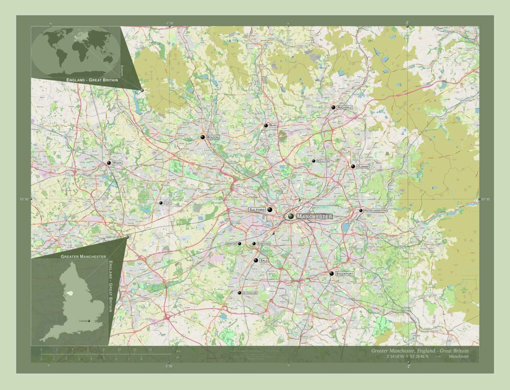 A map to show the location of Manchester