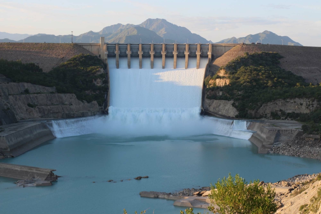 The Tarbela Dam holding back the Tarbela reservoir