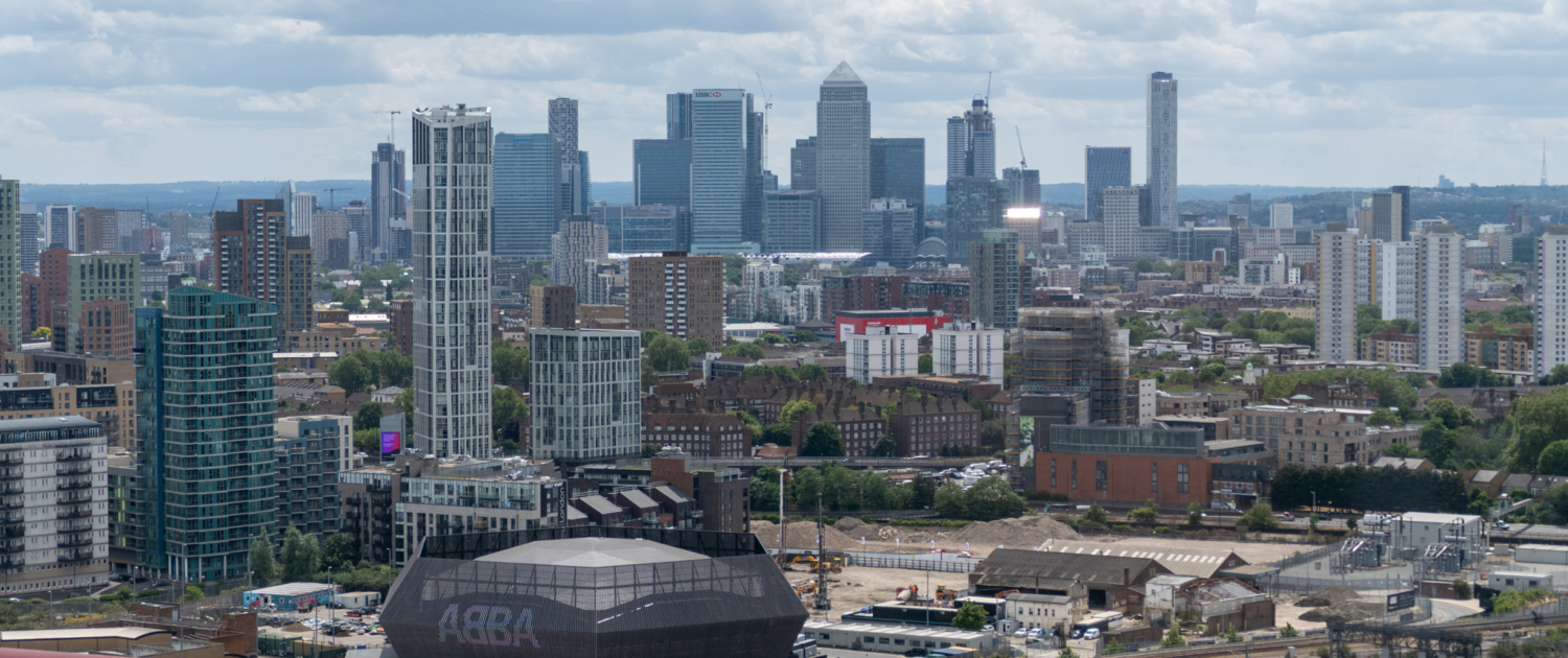 View of Canary Wharf from The ArcelorMittal Orbit