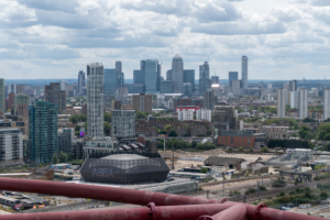 View of Canary Wharf from The ArcelorMittal Orbit