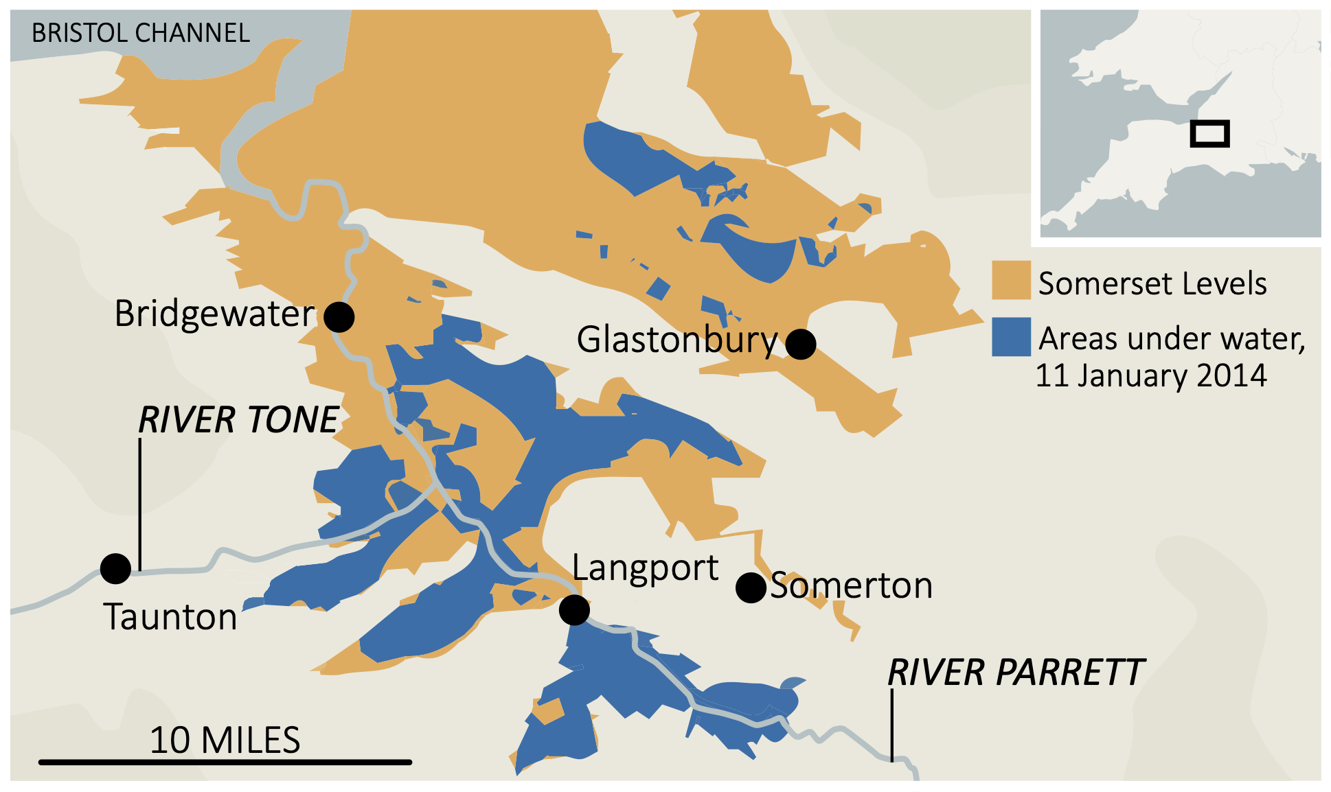 Somerset Levels 2014 flood map 