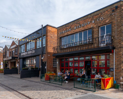 Warehouses have been repurposed into cafes, bars and restaurants.