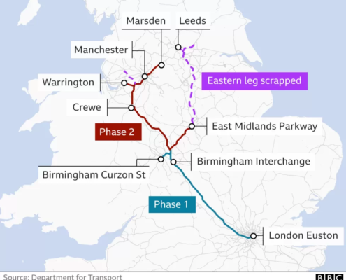 A map to show plans for HS2