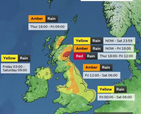 Storm Babet weather warnings issued by the Met Office