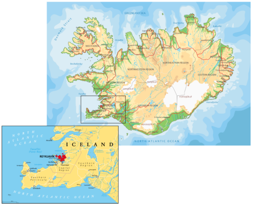 A map to show the location of the Reykjanes peninsula