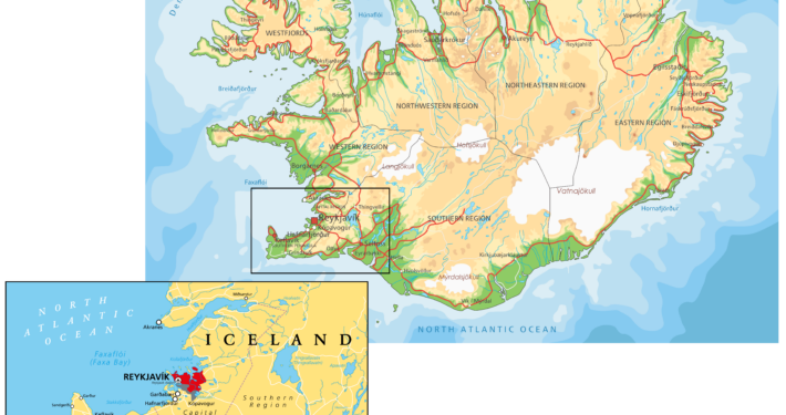 A map to show the location of the Reykjanes peninsula
