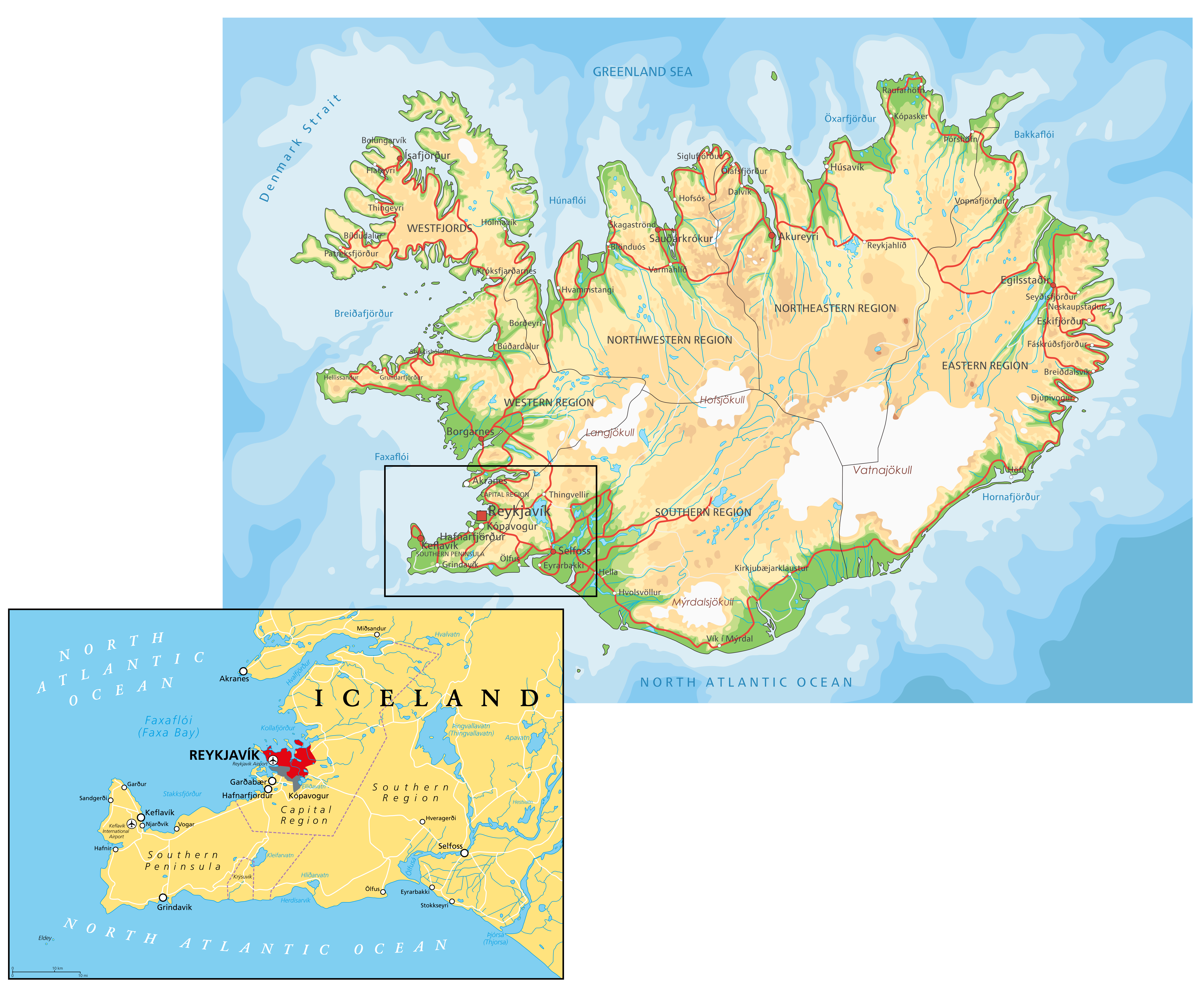 A map to show the location of the Reykjanes peninsula