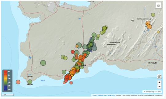 Earthquakes occurring on the Reykjanes Peninsula