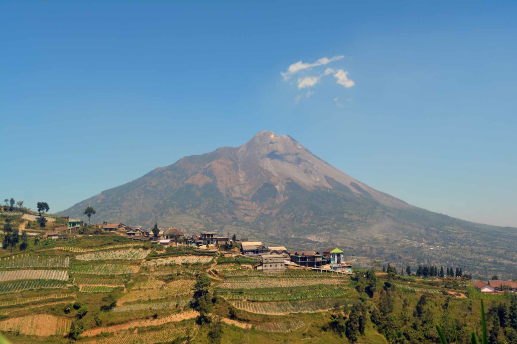 Farmland close to Mount Merapi an active volcano in Indonesia