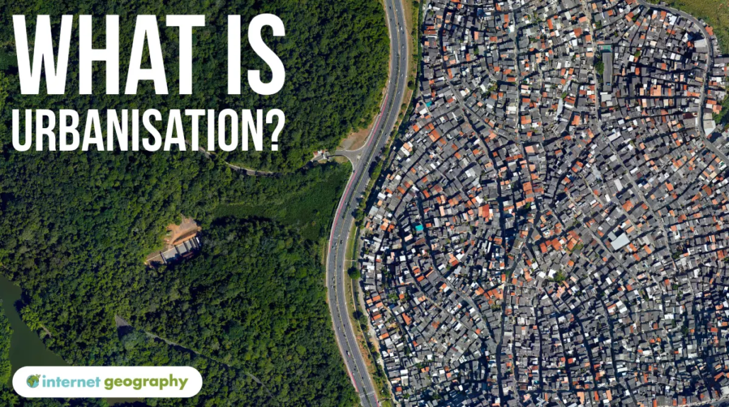 What is urbanisation? Image showing the rural-urban fringe