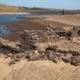 Buildings revealed by the low water levels in Scar House Reservoir, Yorkshire