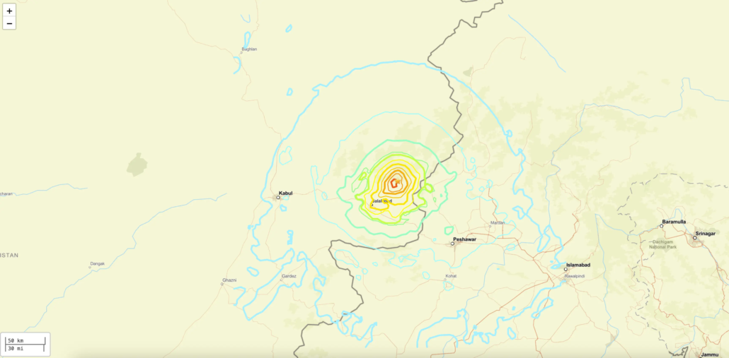 USGS Afghanistan earthquake map