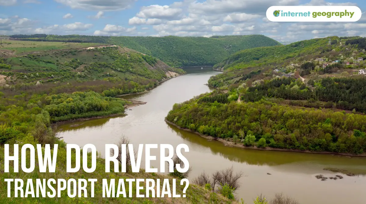 How do rivers transport material?