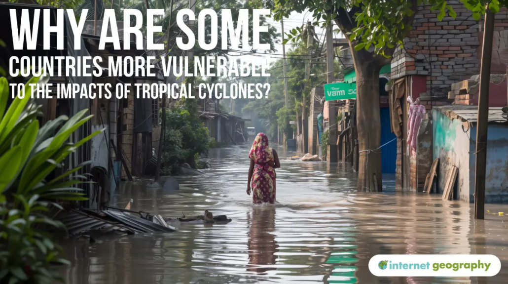 Why are some countries more vulnerable to the impacts of tropical cyclones?