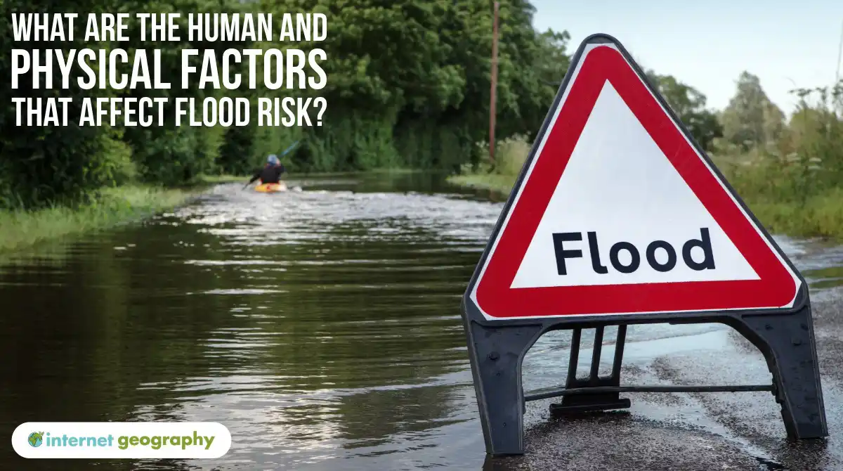 What are the human and physical factors that affect flood risk?